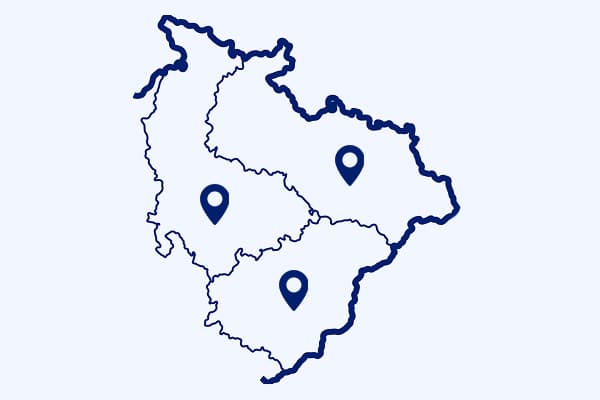 Mapa působení — Moravskoslezský, Olomoucký a Zlínský kraj